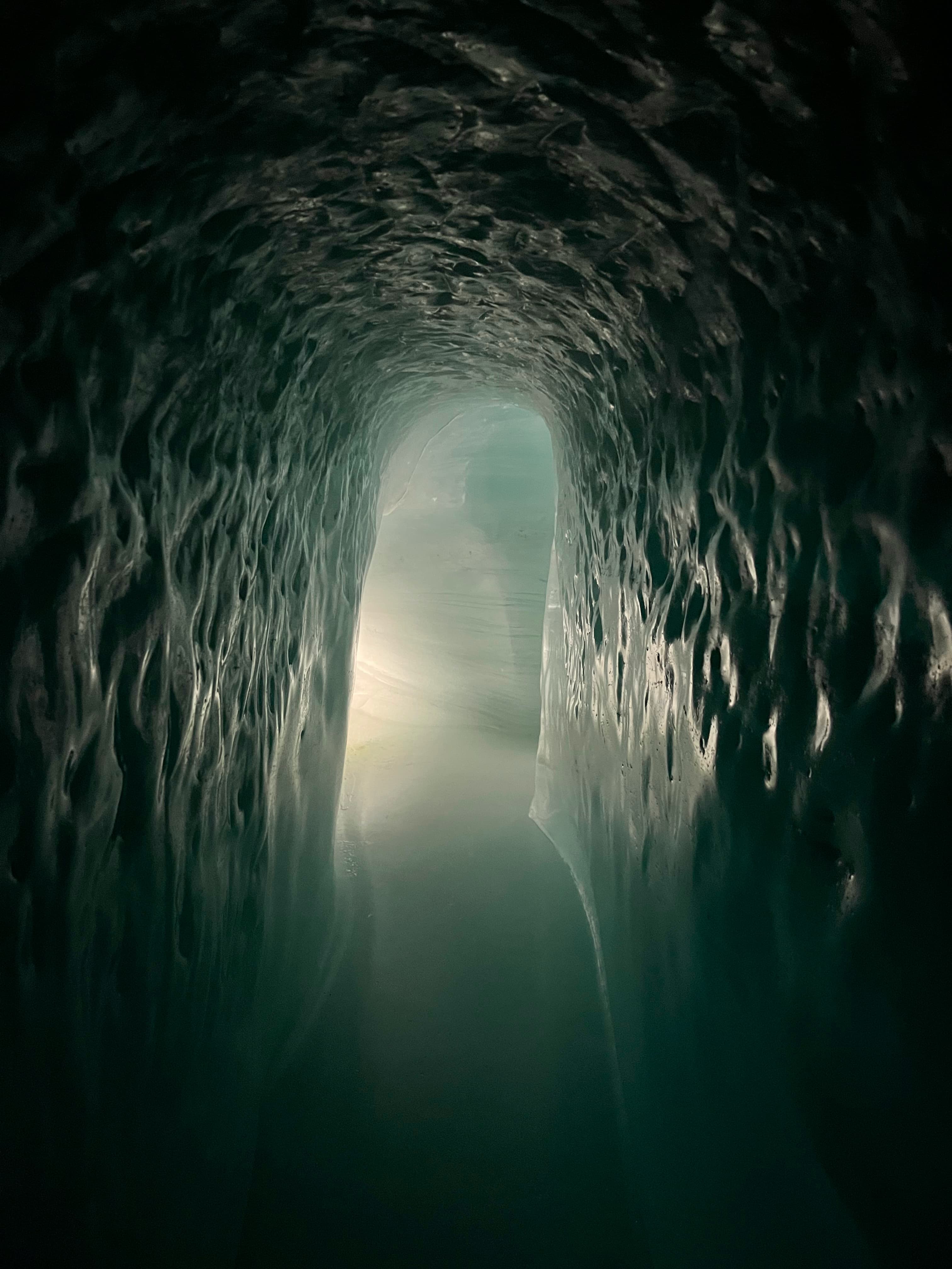 A misterious ice cave corridor in Alps, Switzerland