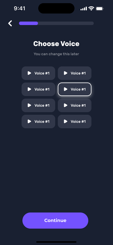 Voices select page
